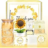 Gift Baskets for Women, Thank You Gifts for Women, Appreciation Gifts for Teachers, Coworker, Employee, Boss, Nurse, Retirement Gift for Woman, Employee Appreciation Box with Crochet Sunflower