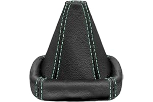 L & P Car Design Shift Boot Cover Genuine Leather Compatible with VW Golf 2 MK2 3 MK3 Passat MK3 Polo MK3 for Jetta MK2 MK3 Manual Transmission Black Green Stitch