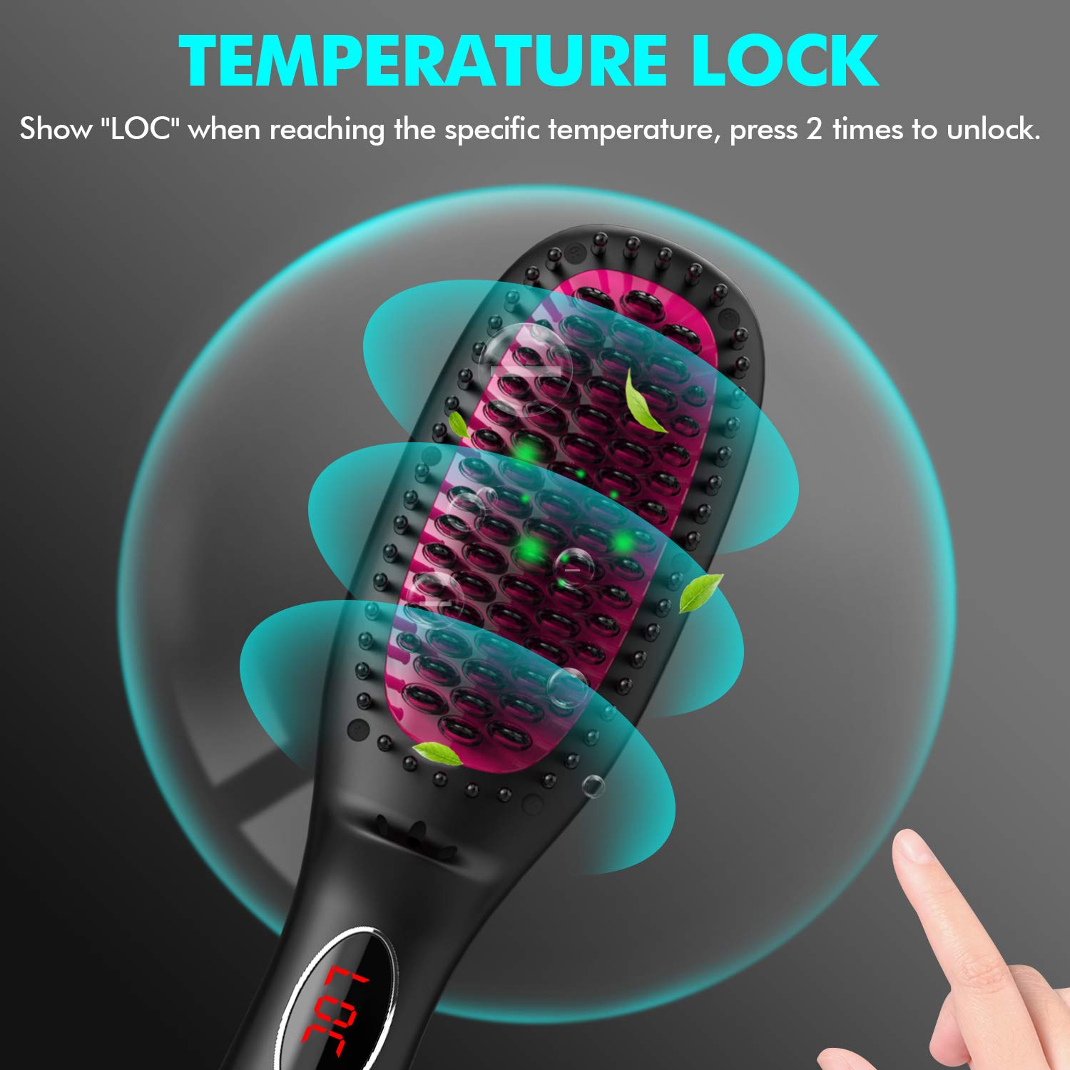 Hair Straightener Brush with Ionic Generator by MiroPure, 30s Fast MCH Ceramic Even Heating, 11 Temperature Control, Professional for Straightening or Curling (Black) : Beauty