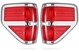 Boine F150 Tail Light Compatible With 2009 2010 2011 2012 2013 2014 Ford F150 F-150 Pickup Driver and Passenger Side Rear Tail Light Lamp Housing - Chrome trim