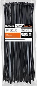 Oksdown 1000 Pack Black Nylon Cable Ties 250mm 3.6mm Heavy Duty 18kg view 1