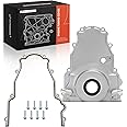 A-Premium Engine Timing Cover Replacement for GM LS Gen 4, Satin Aluminum, with 10AN Turbo Oil Drain Fitting, with Gasket, wi