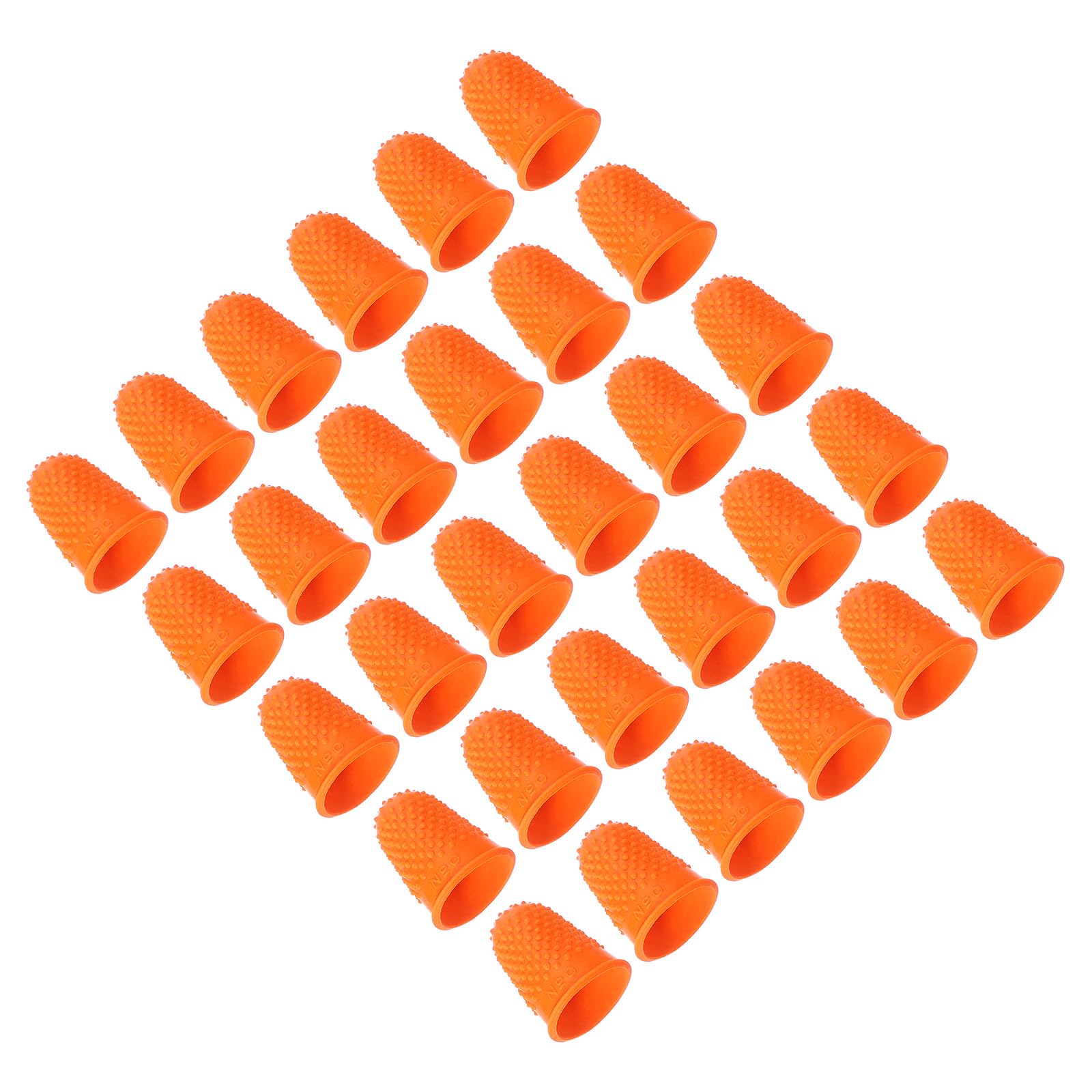 PATIKIL Rubber Finger Tips, 30 Pack Silicone Thumb Fingertip Protector Finger Cots Covers Guard Pads Thimble Grips for Office Counting Sewing, Orange S Size