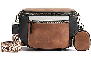 Missnine Crossbody Bags for Women, Vegan Leather Purses for Women Bum Bag Small Shoulder Handbags with Wide Strap | Water-resistant, 6L Capacity, Headphone Pouch