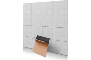 AUDIOSOUL 18 Pack Grey Square Self-Adhesive Acoustic Panels-12"X12"X 0.4" Soundproof Wall Panels, High-Density Sound Absorbing for Studios, Offices, and Home Theaters