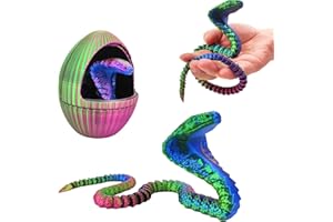 3D Printed Snake Eggs with 3D Printed Snake Inside, Cute Rotary Gear Eggs with 3D Printed Crystal Fidget Snake Animals Inside