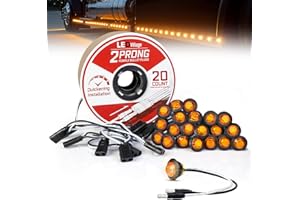 LEDVILLAGE 20 Pcs 3/4" Amber LED Marker Lights with DC Plug + 20 Double Female 2-Prong Harnesses – Clearance Indicator Lights for Truck, Trailer, RV, Pickup