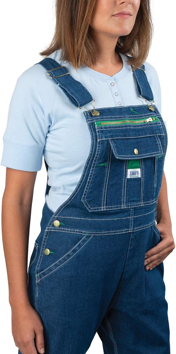 Liberty womens Washed Denim Bib Overalls: Clothing