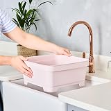Minky 11L Washing Up Bowl with Plug & Strainer Dusty Pink UK Made view 5
