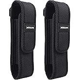 2-Pack Flashlight Pouch Holster Holder for 5"-6.5" Flash Light Compatible with Fenix UC30 UC35 E35 Surefire G2X 6P 6PX E2L 501B 502B Streamlight ProTac XTAR TZ20 (2 Flashlight Holster)