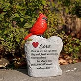 Jiasku Cardinal Decor Garden Decor,Red Cardinal Memorial Stones for Loved Ones, Cardinal Bird Figurine,Garden Sculptures & Statues, Outdoor Decor for Balcony, Yard, Lawn, Pathway, Walkway