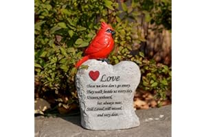 Jiasku Cardinal Decor Garden Decor,Red Cardinal Memorial Stones for Loved Ones, Cardinal Bird Figurine,Garden Sculptures & Statues, Outdoor Decor for Balcony, Yard, Lawn, Pathway, Walkway