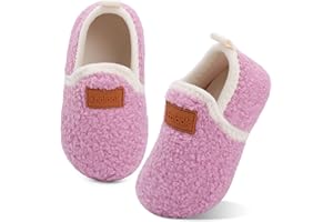 XIHALOOK Toddler Boys Girls House Slippers with Microfleece Lining Cozy Household Shoes Non-slip for Kids