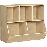 HOOBRO Kids Bookshelf, Bookcase Footboard, Toy Storage Cubby, Children's Toy Shelf, 35.4" L Storage Cabinet, Fit for Children's Room, Playroom, Hallway, Kindergarten, Natural NL32CW01