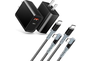 20W USB-C Fast Wall Charger, Ancekoy 2-Pack USB Power Adapter + 2X 10FT Right-Angle USB C to C Charge Cord Compatible for iPh
