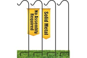 BEAU JARDIN 4 Pack Shepherds Hook 92 Inch Tall Shepards One Piece Structure No Assembly Required 3/5in Solid Metal Heavy Duty Shepard Hook for Outdoor Garden Hummingbird Bird Feeder Pole Plants BG252