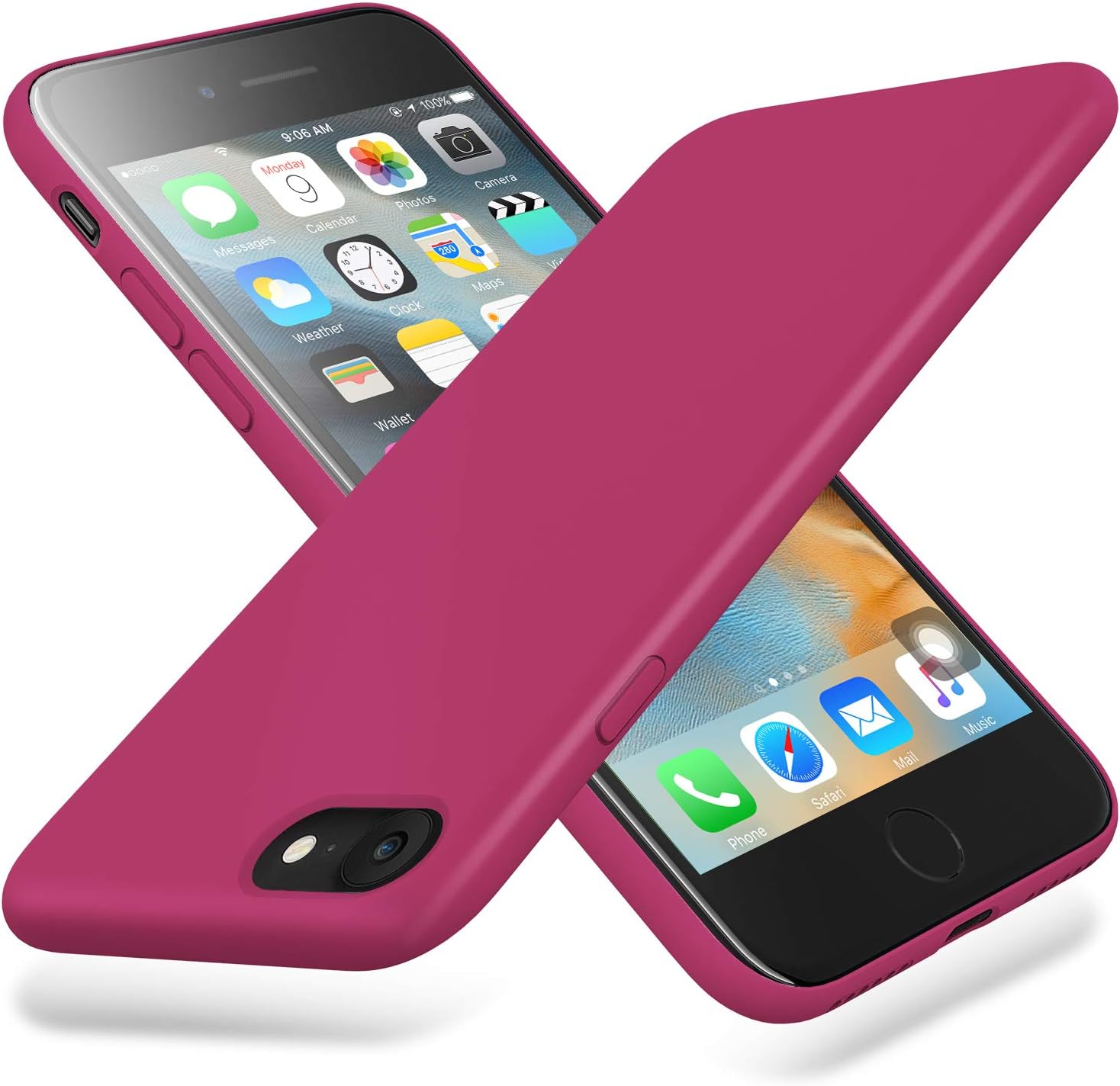 Winzizo iPhone 8 Case, iPhone 7 Case and iPhone SE 2020 Case Silicone Gel Slim Protective Phone Cover Soft Compatible for iPhone 8, iPhone 7 and iPhone SE 2020 Case (Rose Red)