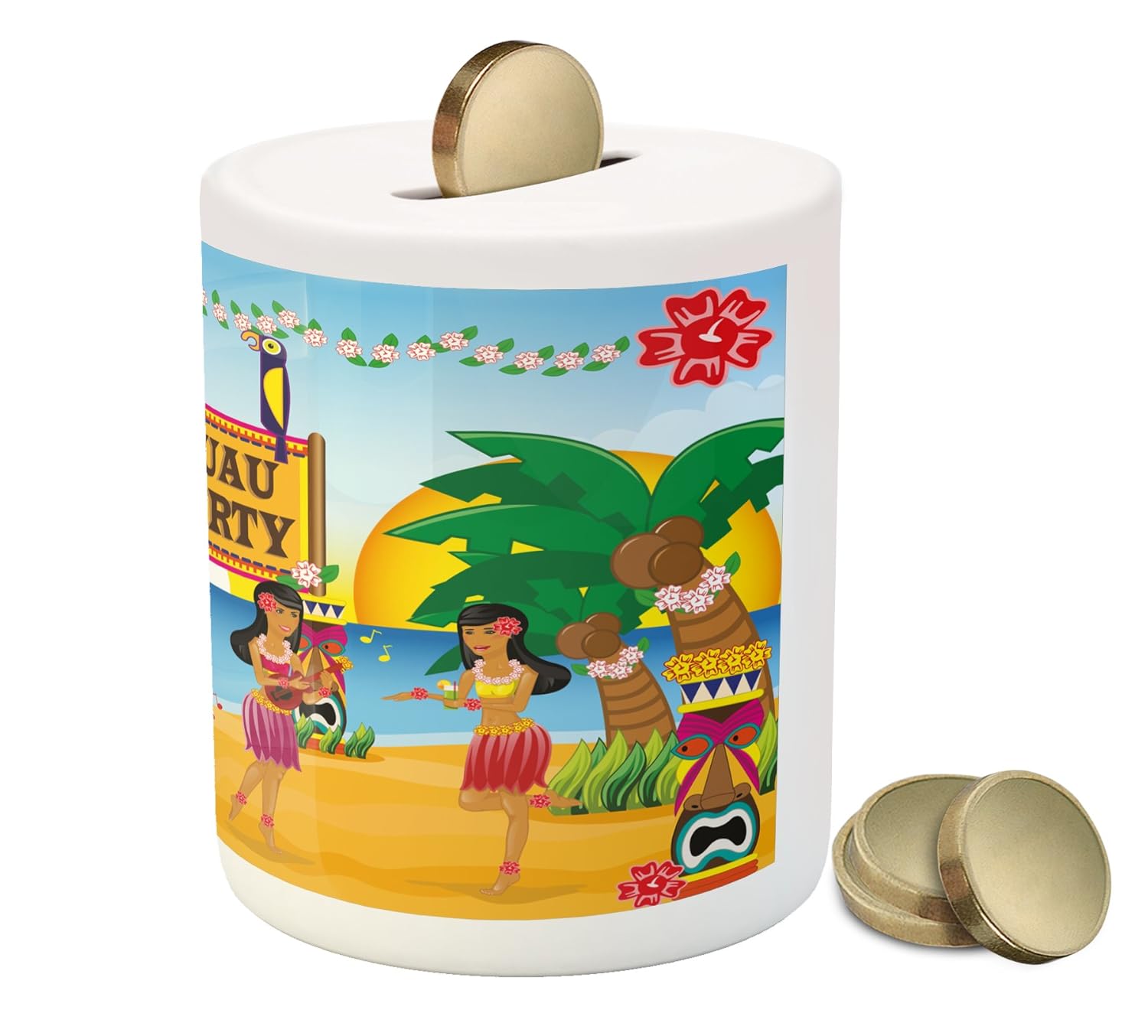 人気商品の メモリアルグッズ Tikiバーpiggy Bank B0797xhwf4 Tradition 印刷セラミックコイン銀行お金ボックスの保存の現金 マルチカラー Onビーチfestive Ambesonne ハワイアンルアウパーティー面白い漫画スタイルdancers By 上品 Www Aiq Aiq Com Mx
