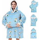American Trends 2-in-1 Wearable Blanket, Sherpa Lined Fleece, Oversized Blanket Hoodie with Pillow, Gifts for Women Girls