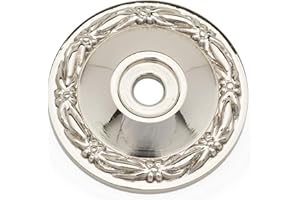RK International RKI Polished Nickel R.K. International BP 489 PN Flat Deco-Leaf Knob Backplate