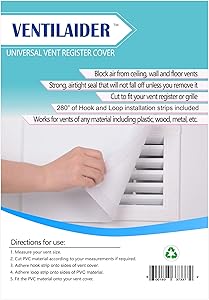 Ventilaider Non-Magnetic 8" x 15.5" Ceiling, Wall and Floor Vent Cover Kit (3 Pack) With 280" of Installation Strip - Cover Vents Made Of Any Surface With Airtight Seal Deflecting All Air