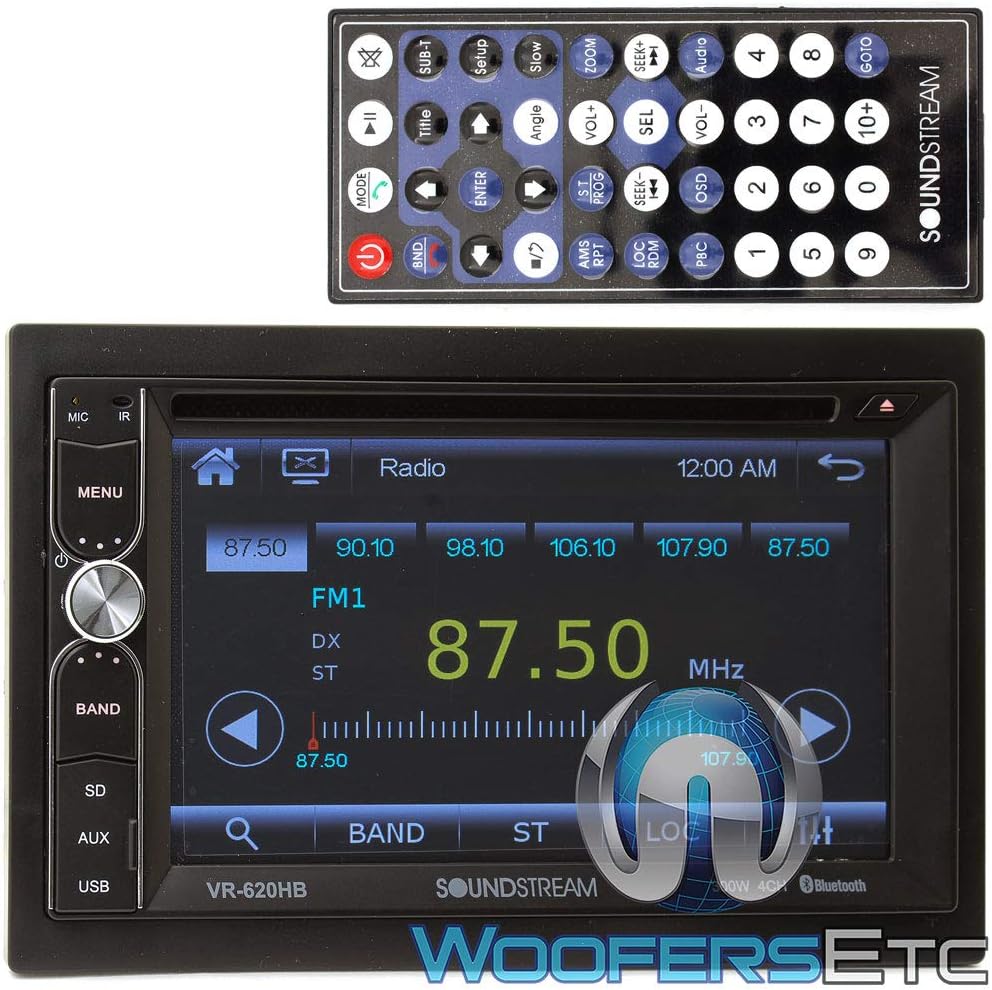 Soundstream VR-620HB in-Dash 2-DIN 6.2" Touchscreen LCD DVD Receiver with Bluetooth