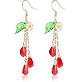 Fruit Earring Strawberry Lemon Orange Grape Cherry Raspberry Pomegranate Lightweight Trendy Drop Dangle Accessories for Women