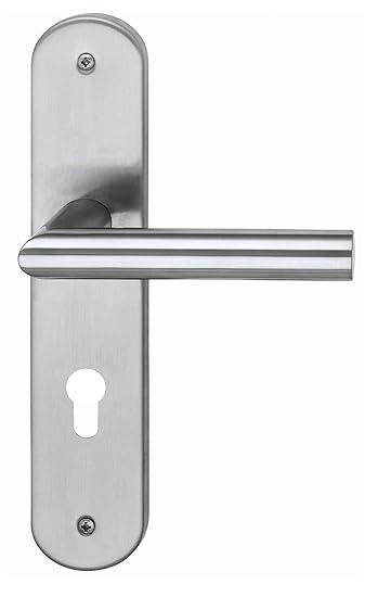 Alpertec 28015510 Edelstahl Conte-LS Renovierungsgarnitur für Wohnungseingangstüren PZ Drückergarnitur Türdrücker Türbeschläg