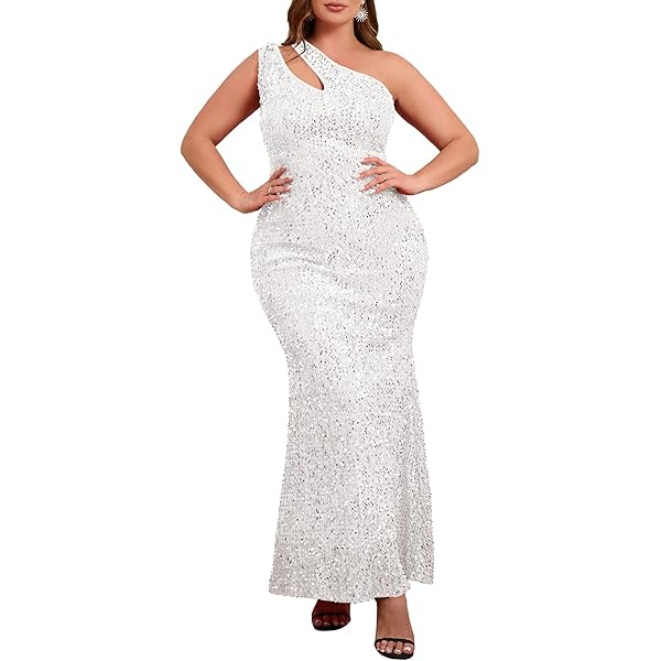 Amazon.com: Xscape Womens Plus One Shoulder Leg Slit
