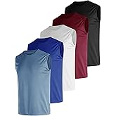 Men's 5 Pack Dry Fit Quick Dry Tech Performance Sleeveless T Shirts Mesh Workout Gym Muscle Running Tank Tops