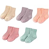 MAMIMAKA Unisex Baby Socks Breathable Soft Cotton Ankle Socks for Baby Boy and Girl, 5 Pack