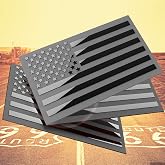 3D Metal American Flag Emblem Decal, Matte Black, 5"x3" | Black American Flag Decal, For Car, Truck or SUV, Three USA Regular Orientation