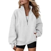 AUTOMET Women's Quarter Zip Oversized Sweatshirt Fleece Mock Neck Pullover | Half Zip, Front Pockets, Thumb Holes, Loose Mock Turtleneck Hoodies, Cozy Jackets, 2026 Fall Outfits, Winter Teacher Clothes