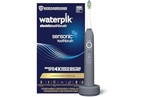Waterpik Sensonic Sonic Electric Toothbrush, Rechargeable Toothbrush for Adults with 3 Modes, Travel Case, USB Charger, Modern Gray STW-03W027, Packaging May Vary