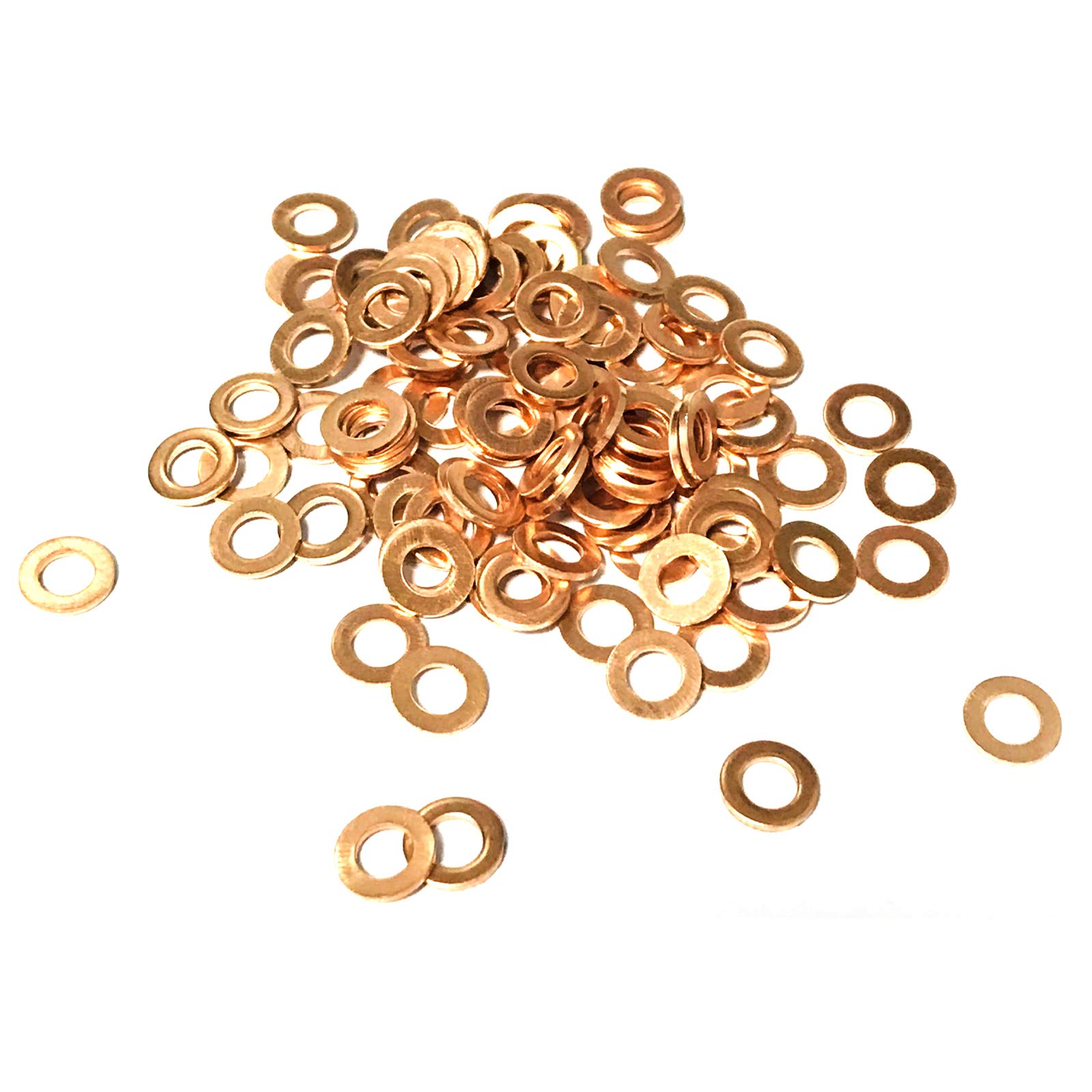 Copper Washer Assortment,100Pcs M6 Copper Metric Sealing Washers Kit,Flat Washers Assortment Set(6 x 10 x 1mm)