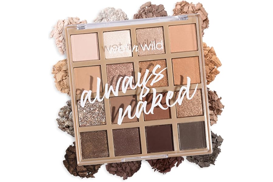 wet n wild Always Naked Palette, Nude Neutral Eye Makeup, Blendable, Warm And Cool Nude Pigments, Matte, Shimmer, Glitter, Creamy Smooth