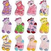 HYCLES Anti Slip Toddler Socks, 12 Pairs Non-Skid Cotton Grip Kid Socks for 1-7T Boy Girl 6-12 Month Baby