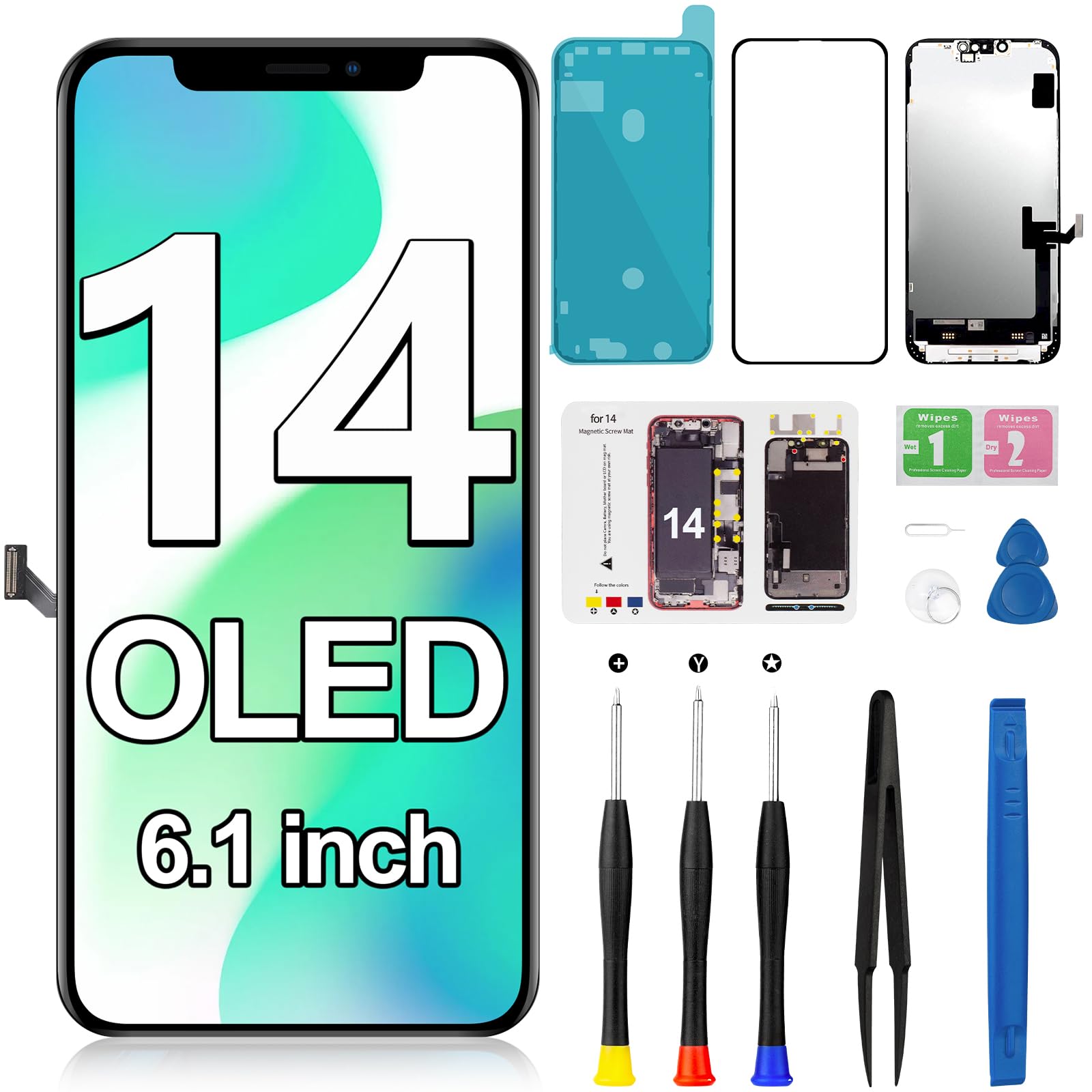 OLED Screen Replacement for iPhone 14, LCD Display