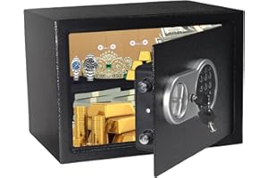 Erfei 1.0 CuFt Safe Box, Anti-theft Home Safe with Digital Keypad Safety Key Lock Removable Shelf, Small Safe for Home Busine