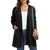 BELAROI Womens Plus Size Cardigan Long Sleeves Fall Sweaters with Pockets Lightweight Jacket Open Front (1X-5X)