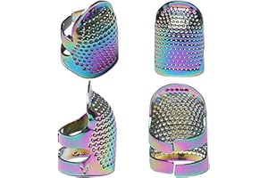 J.CARP 4Pcs Sewing Thimble, Metal Dazzle color Sewing Thimble Finger Protector, Adjustable Finger Shield Ring Fingertip Thimb