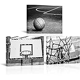 Saypeacher Basketball Wall Art Vintage Sports Wall Decor Black and White Boys Room Prints 12x16inchesx3pcs