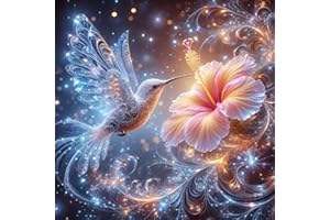UUXSRETAIO Hummingbird Diamond Art Kits for Adults, DIY 5D Diamond Painting Kits for Beginner, Diamond Dots for Adults, Full Round Drill Painting Kit Art and Crafts for Home Wall Decor 14x14 Inch