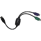 Monoprice PS/2 Keyboard/Mouse to USB Converter Adapter, Black (110934)