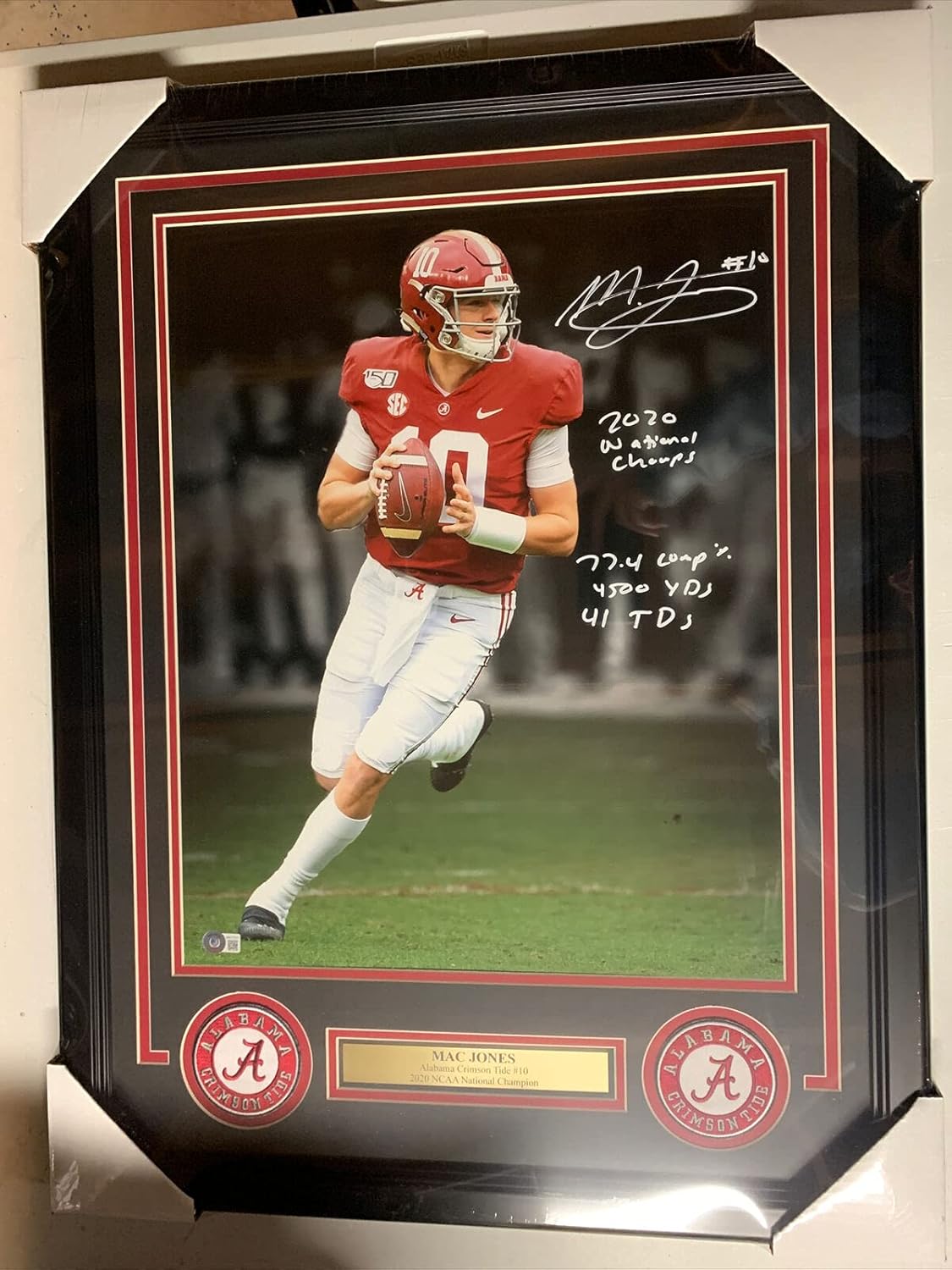 Mac Jones Autograph Signed Alambama 4 Inscriptions 2020 National Champs