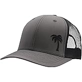 LINDO Trucker Hat [ Palm Tree Design ] for Men and Women: Mid Profile Cap with Breathable Mesh Back and Adjustable Snap