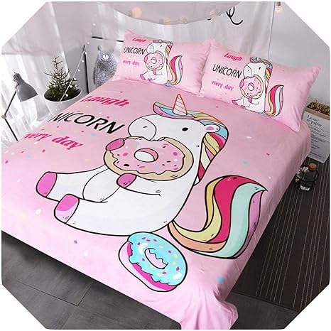 Amazon ぎこちない店かわいいユニコーン寝具セット虹髪布団カバー愛音楽子供漫画ベッドカバーカラフルハートスターベッドセット 7 Full 3cmx228cm 寝具カバー シーツ オンライン通販