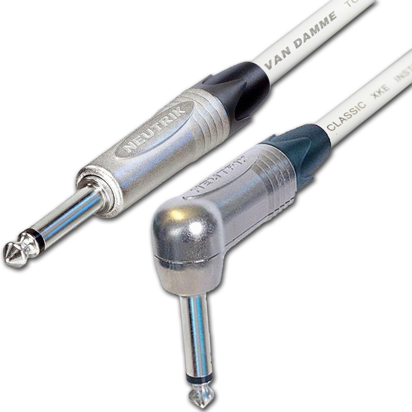 Designacable 0.5m Custom Length Silver Solder Right Angle to Straight FX Patch Lead Cable - White — image 1