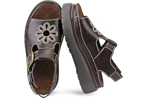 KIFIWUI Platform Sandals for Women Chunky Ankle Buckle Casual Open Toe Comfortable Flower Decoration Fisherman Sandals