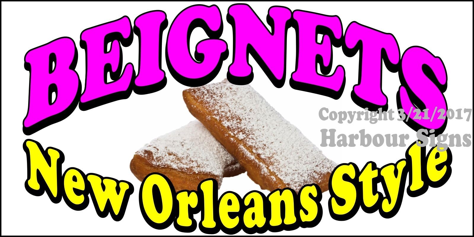 DECAL Beignets New Orleans Style for Food Concession Restaurant Truck Exterior Vinyl Sticker Sign (36โ x 18โ)